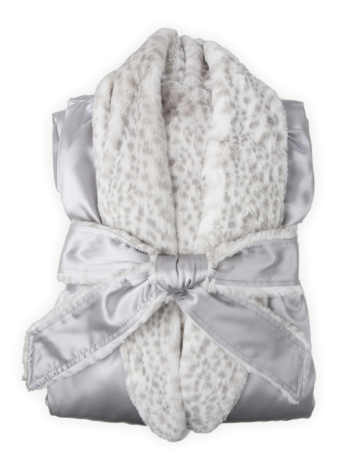 Little Giraffe Luxe Satin Snow Leopard Robe Beauty Addict